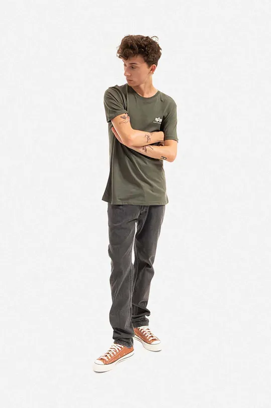 Alpha Industries t-shirt in cotone Basic T Small Logo verde