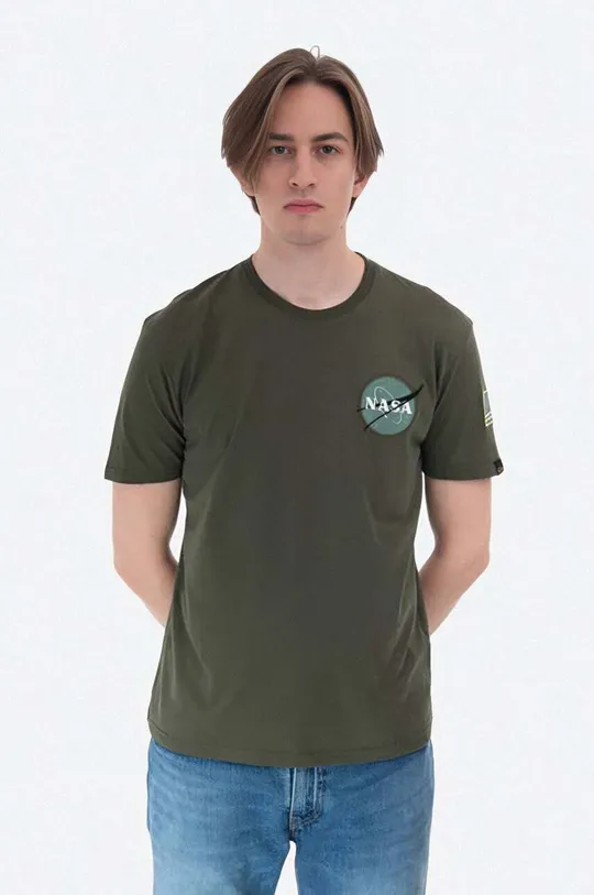 zelena Bombažna kratka majica Alpha Industries Moški