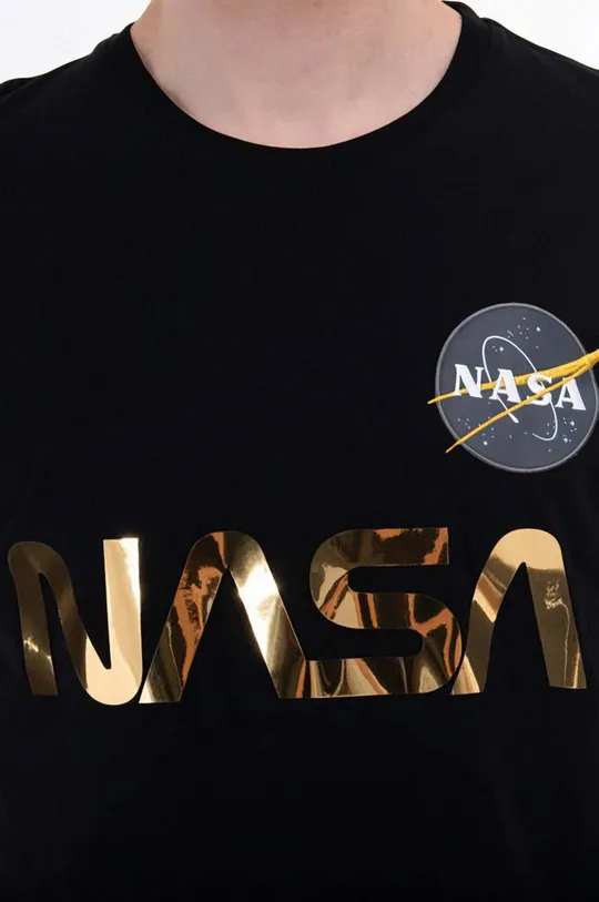 fekete Alpha Industries pamut póló NASA Reflective T