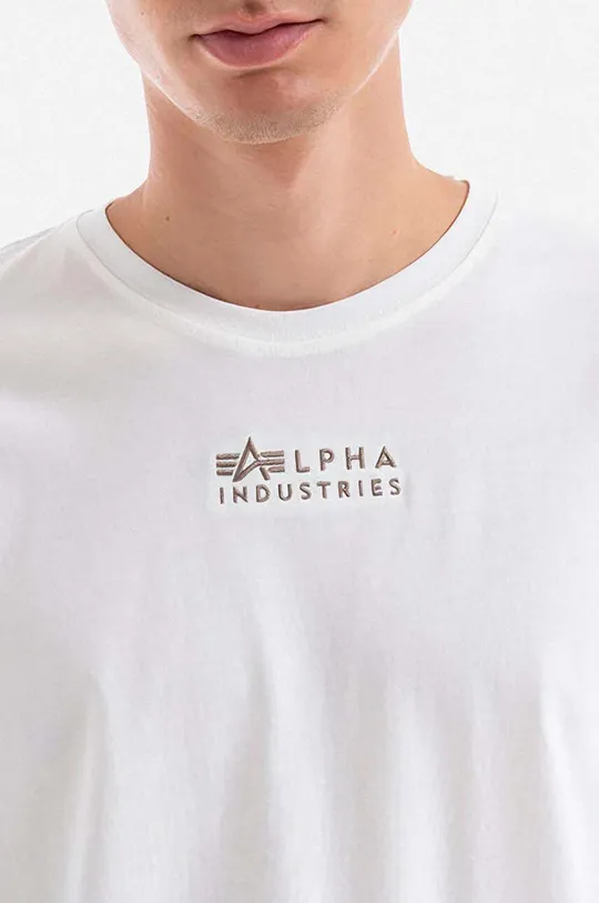 alb Alpha Industries tricou din bumbac