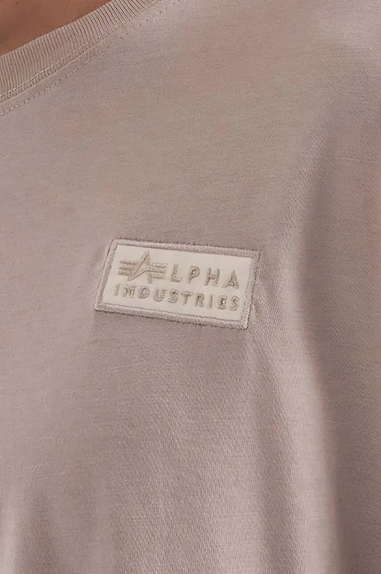 beżowy Alpha Industries t-shirt bawełniany