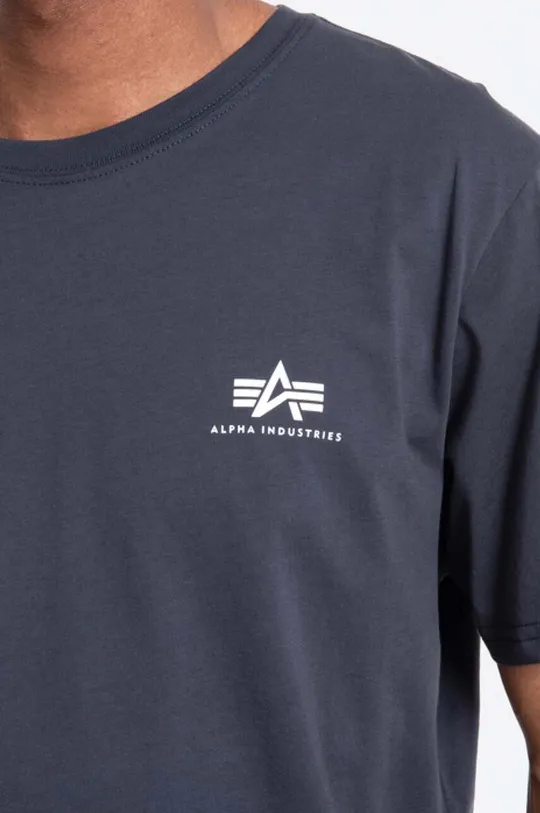 sötétkék Alpha Industries pamut póló Basic T Small Logo