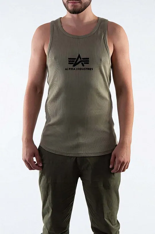 zelená Bavlněné tričko Alpha Industries Logo Tank 176545 154 Pánský