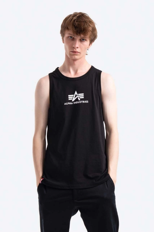 negru Alpha Industries tricou din bumbac De bărbați