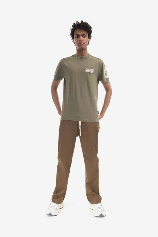 green Napapijri cotton T-shirt S-Amundsen Men’s