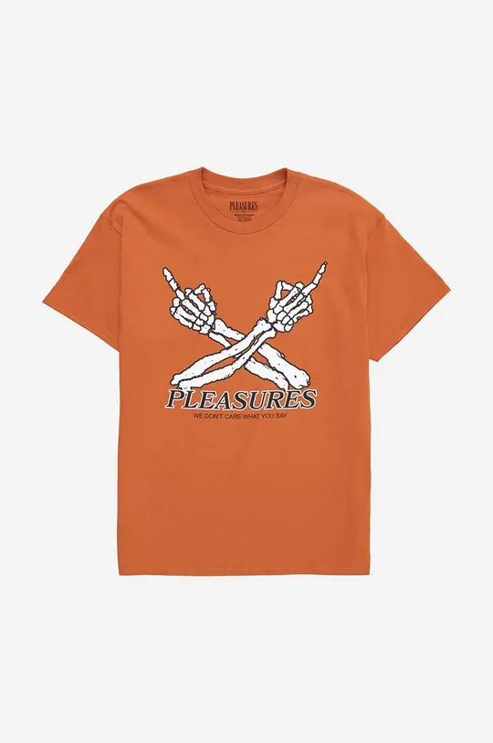 PLEASURES tricou din bumbac Dont Care T-shirt portocaliu