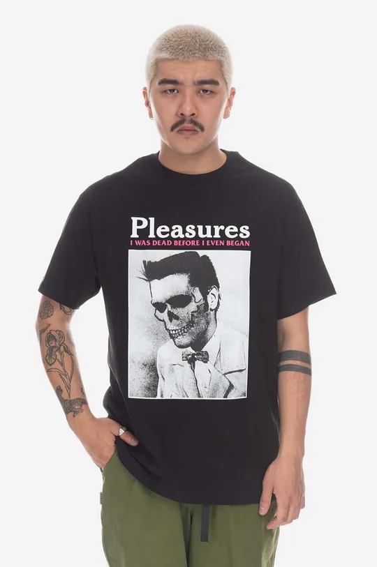 black PLEASURES cotton T-shirt Dead T-shirt Men’s
