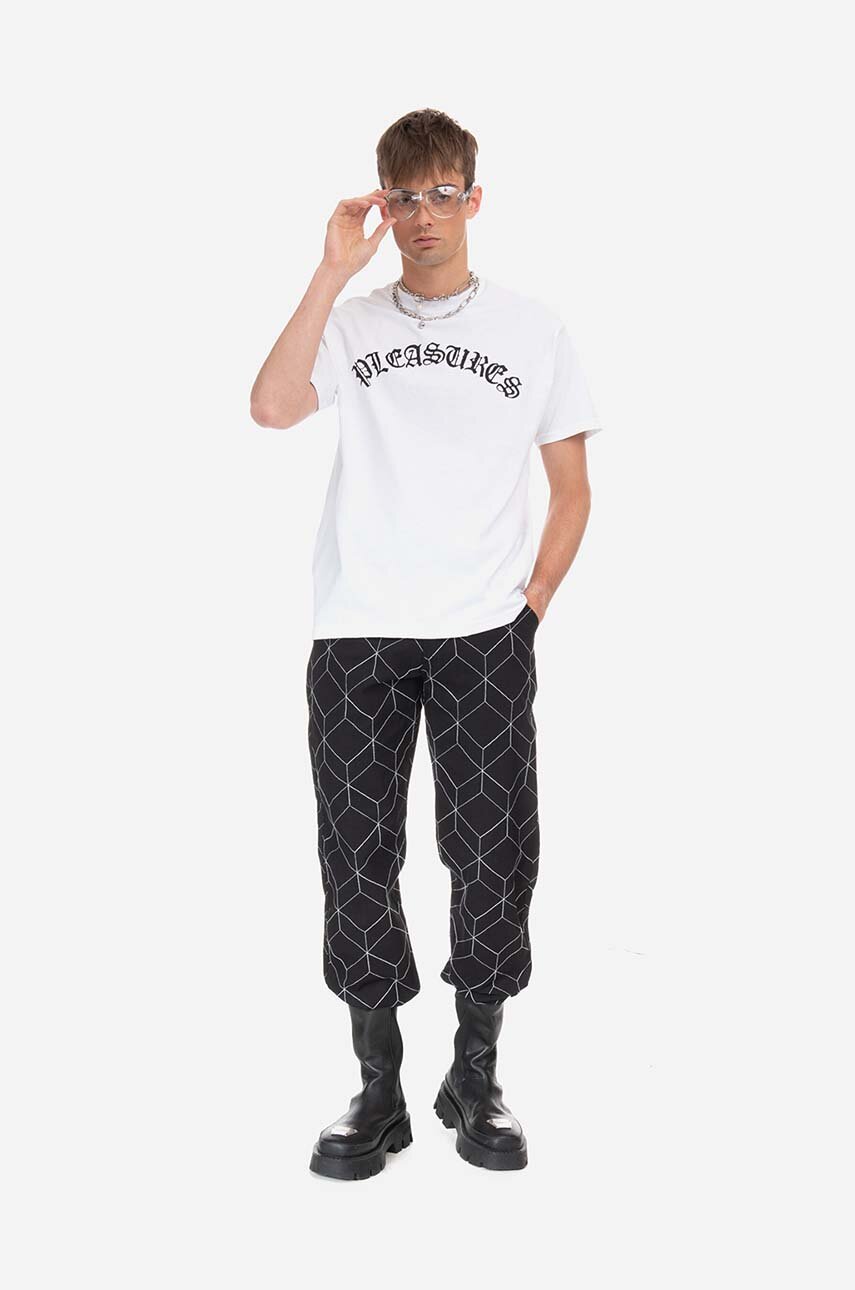 PLEASURES cotton T-shirt Old Logo T-shirt