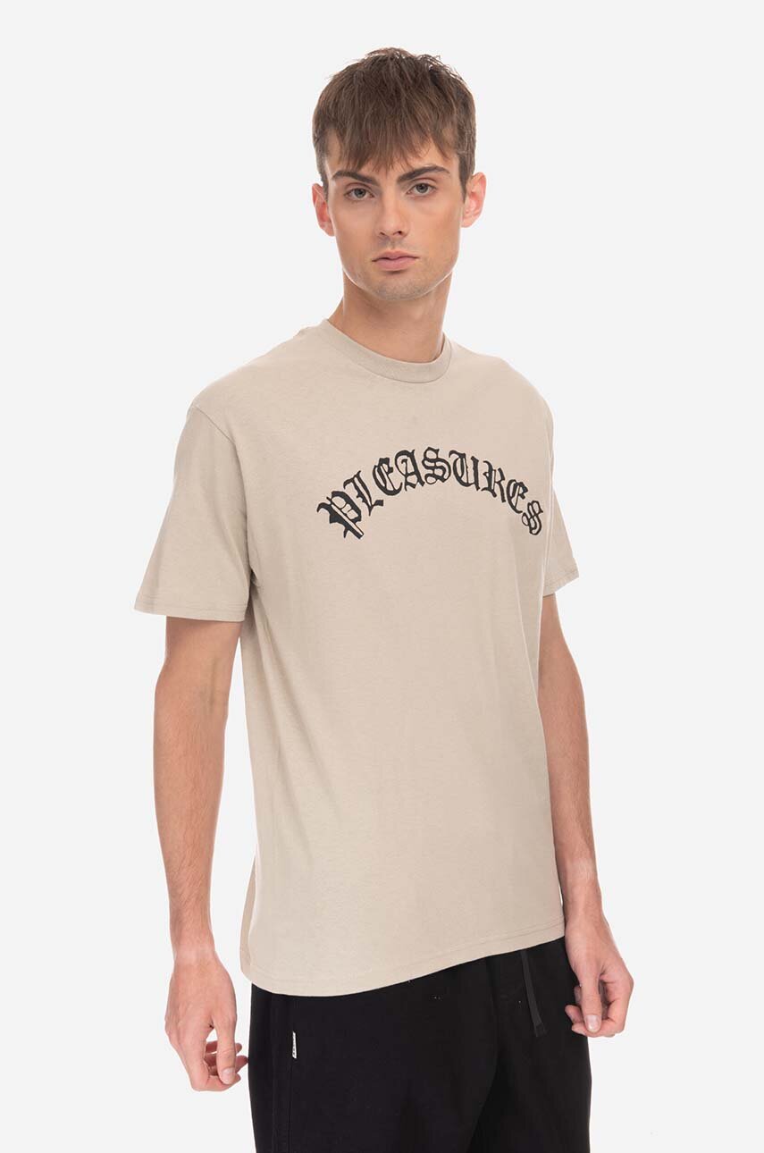 beige PLEASURES cotton T-shirt Old Logo T-shirt Men’s