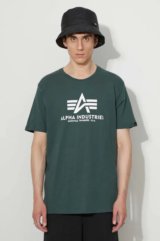 μπλε Βαμβακερό μπλουζάκι Alpha Industries Ανδρικά