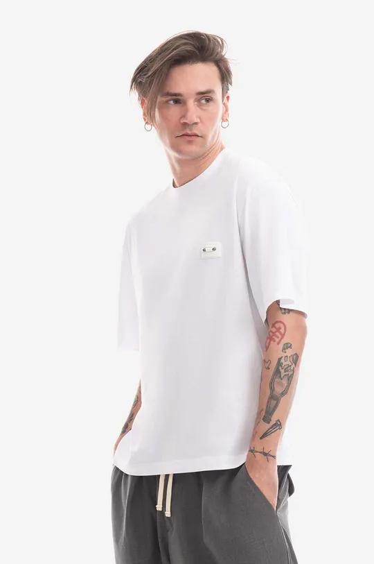 bílá Bavlněné tričko Neil Barett Slim Dropped Shoulder Pie PBJT144-U502C 3158 Pánský