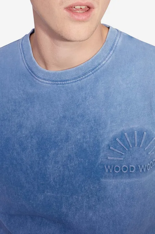 Bombažna kratka majica Wood Wood modra