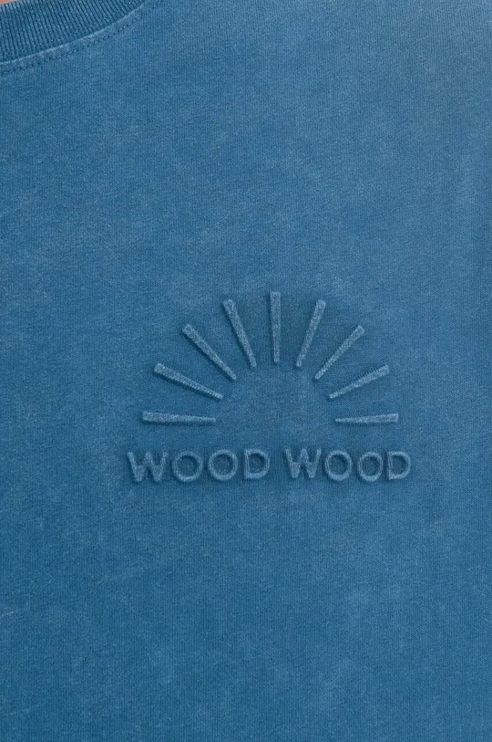 μπλε Βαμβακερό μπλουζάκι Wood Wood