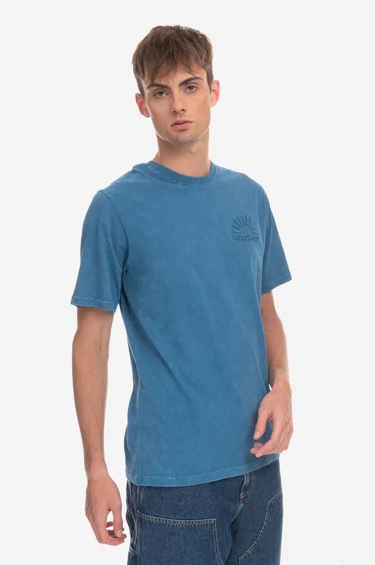 Памучна тениска Wood Wood Sami Embossed T-shirt 12312507-2491 DARK BLUE