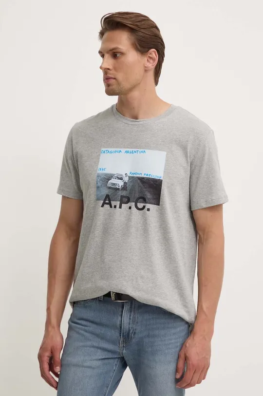 сірий Бавовняна футболка A.P.C. Чоловічий
