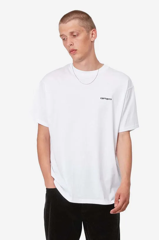 белый Хлопковая футболка Carhartt WIP Script Embroidery Мужской