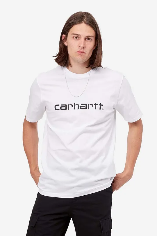 бял Памучна тениска Carhartt WIP Script T-Shirt Чоловічий