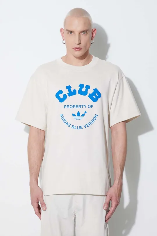 béžová Bavlnené tričko adidas Originals Club Tee IA2489 Pánsky