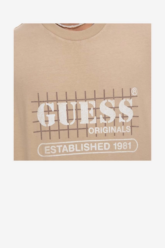 Tričko Guess Washed Grid Logo Tee béžová