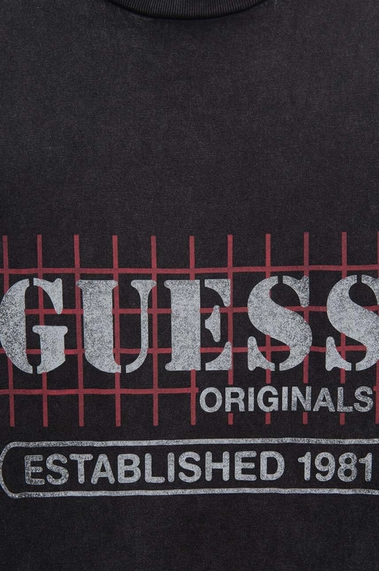 Guess t-shirt Washed Grid Logo Tee czarny