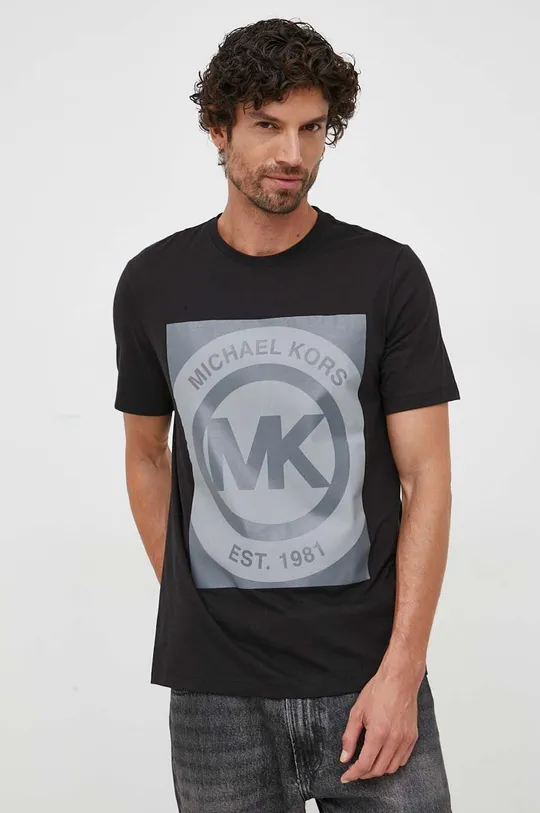 μαύρο Βαμβακερό t-shirt Michael Kors Ανδρικά