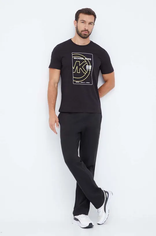 Βαμβακερό t-shirt Michael Kors μαύρο