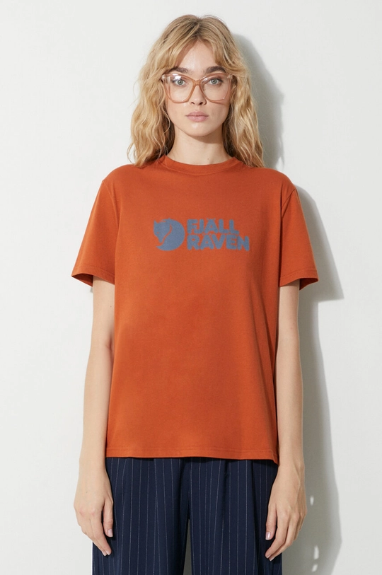 hnědá Tričko Fjallraven Logo Tee W Pánský