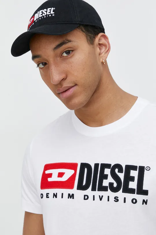biały Diesel t-shirt bawełniany T-DIEGOR-DIV