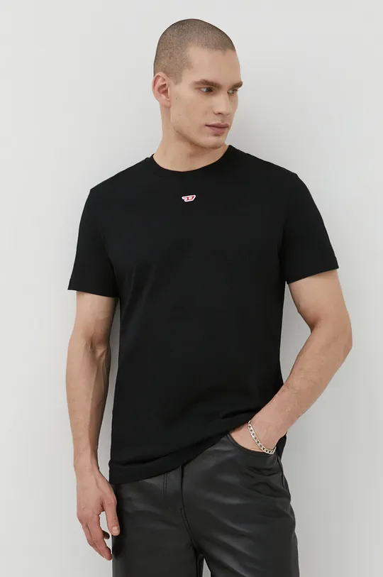 μαύρο Βαμβακερό μπλουζάκι Diesel Ανδρικά