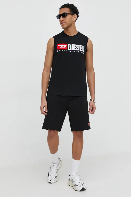czarny Diesel t-shirt bawełniany T-ISCO-DIV Męski