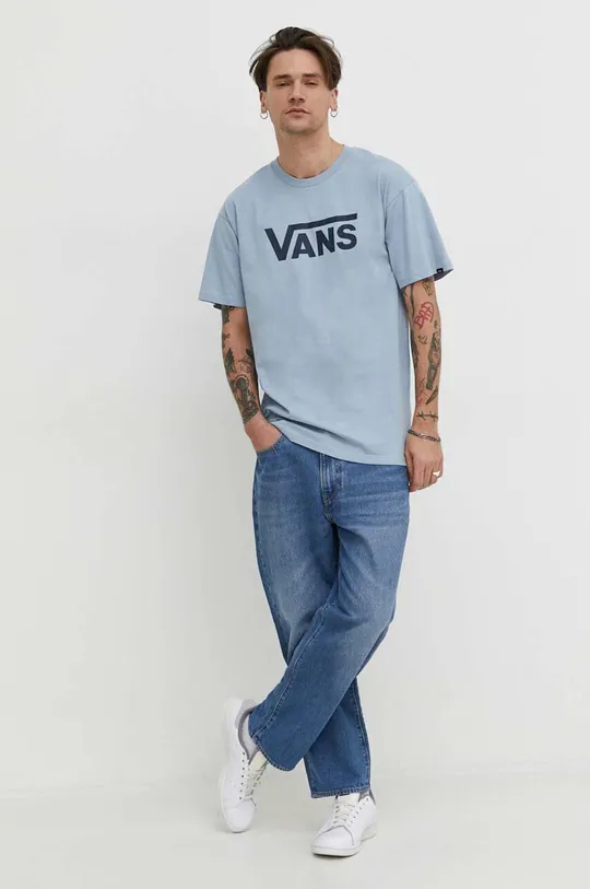 niebieski Vans t-shirt bawełniany Męski