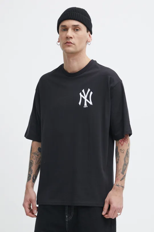 czarny New Era t-shirt bawełniany