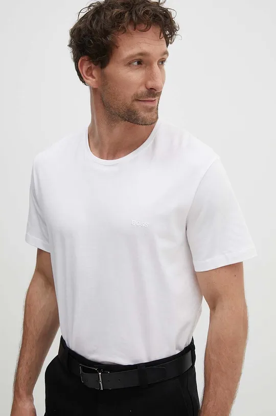 bela Bombažna kratka majica BOSS 2-pack Moški
