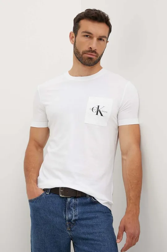 Bavlnené tričko Calvin Klein Jeans biela