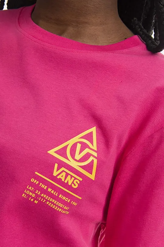Bavlněné tričko s dlouhým rukávem Vans Supply Tri LS růžová VN0A53ORZL0