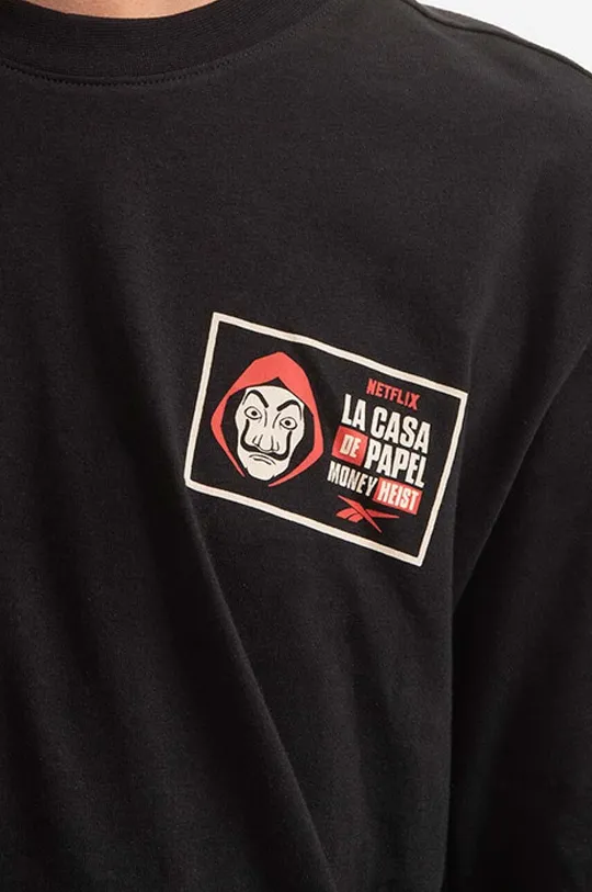 μαύρο Βαμβακερό μπλουζάκι Reebok La Casa De Papel