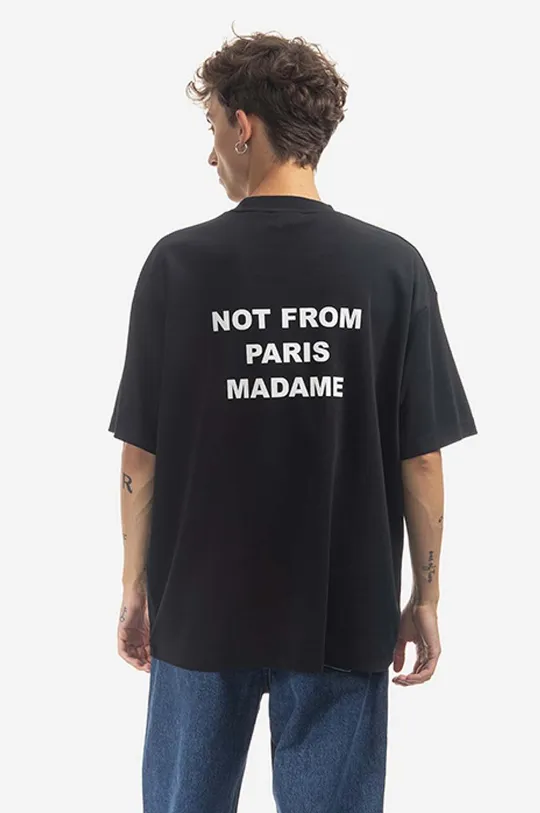 czarny Drôle de Monsieur t-shirt bawełniany Slogan