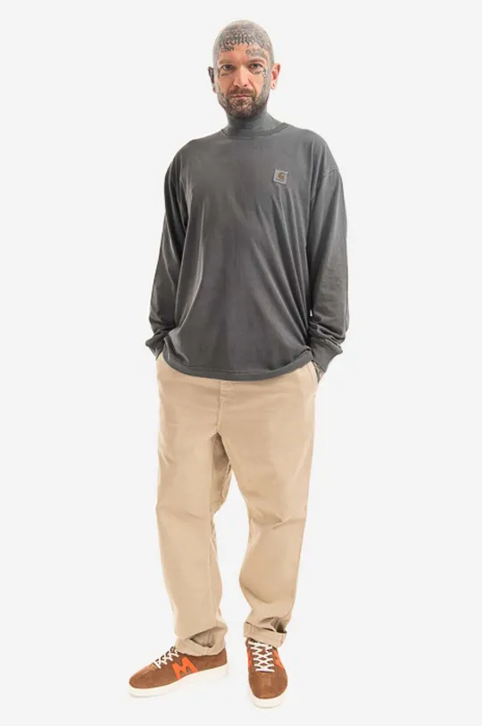 Βαμβακερή μπλούζα με μακριά μανίκια Carhartt WIP γκρί