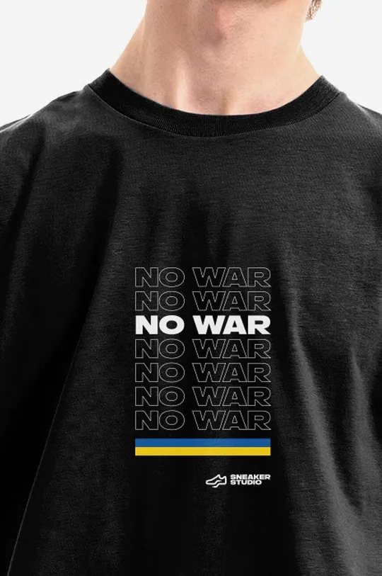 μαύρο Βαμβακερό μπλουζάκι SneakerStudio x No War
