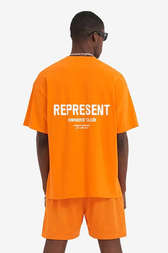 Βαμβακερό μπλουζάκι Represent Owners Club πορτοκαλί