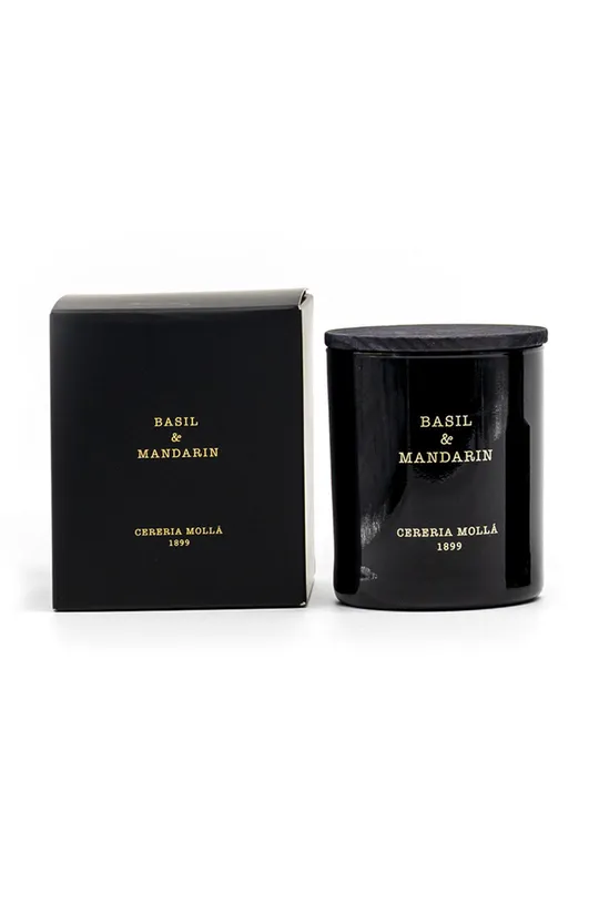 fekete Cereria Molla illatgyertya szójaviaszból Basil & Mandarin 230 g Uniszex