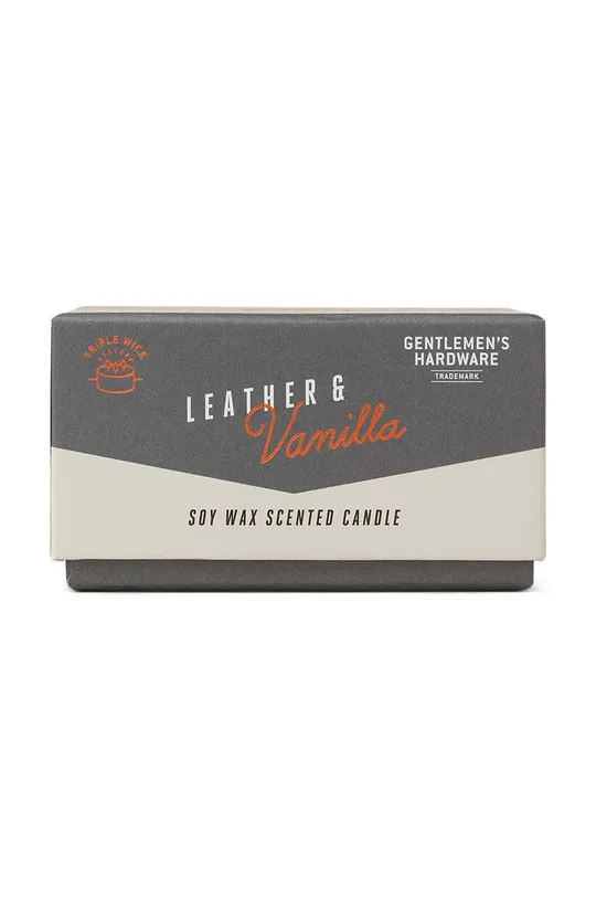 Mirisna svijeća od sojinog voska Gentelmen's Hardware Leather & Vanilla 198 g  Sojin vosak, Cement
