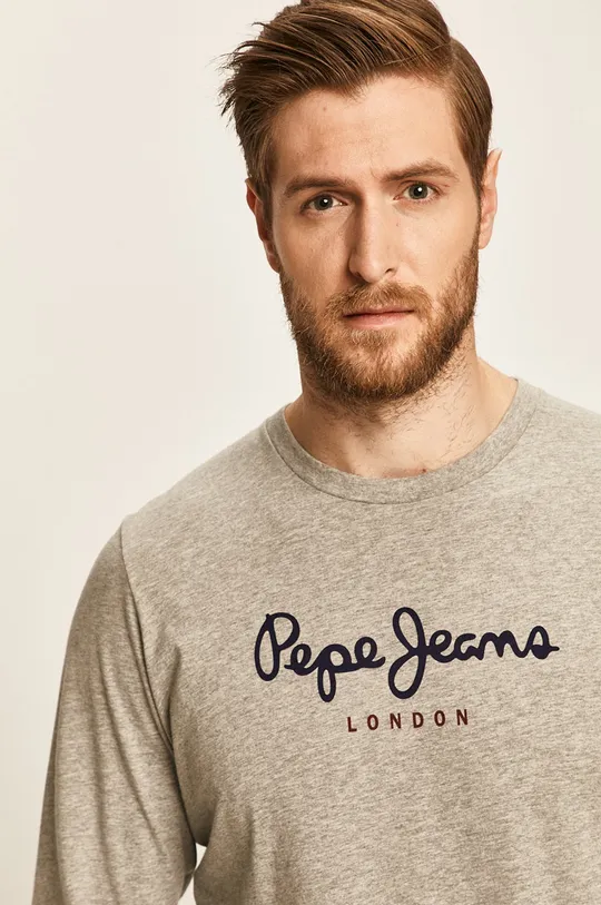 sivá Pepe Jeans - Pánske tričko s dlhým rukávom