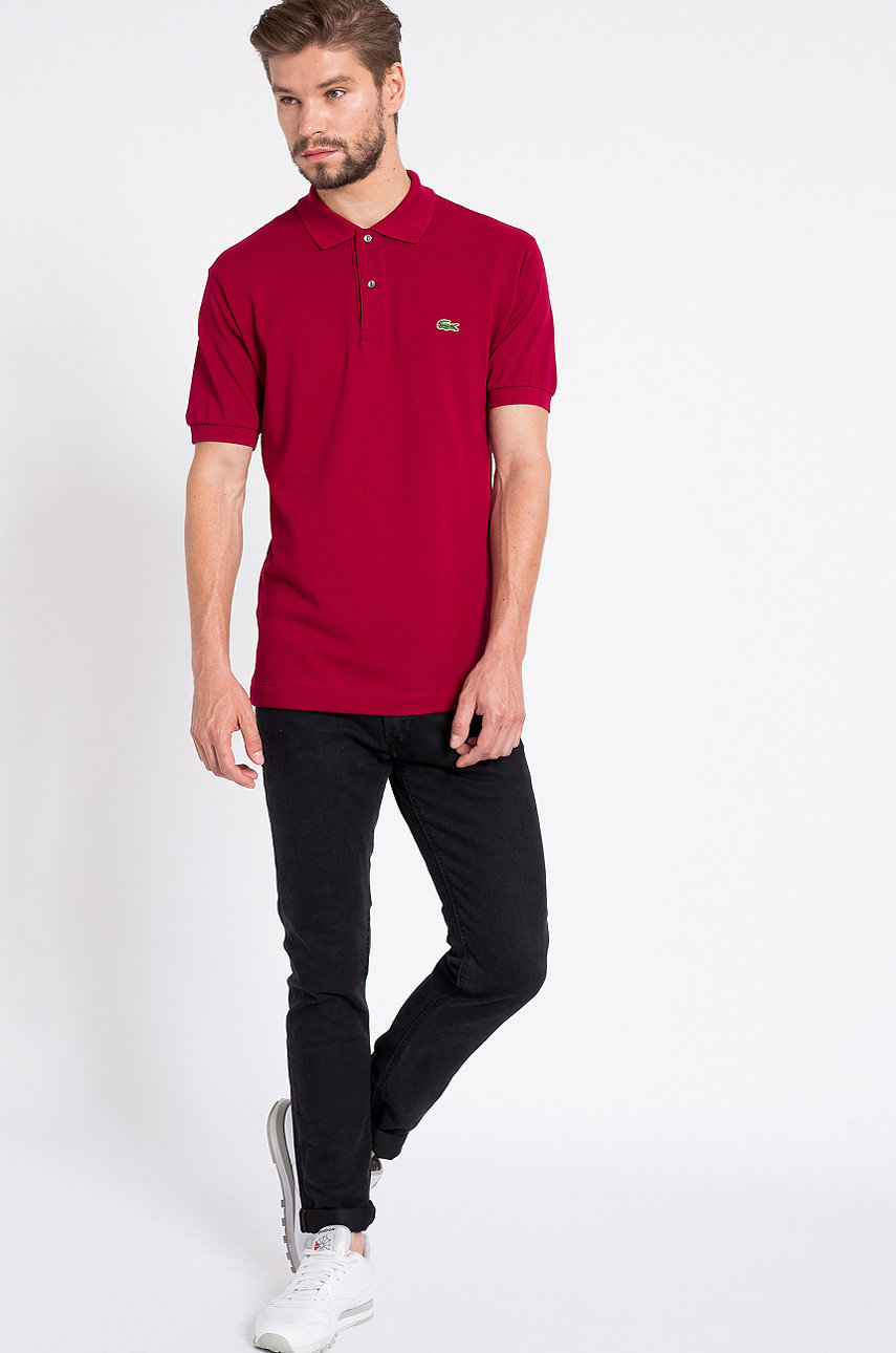 Lacoste - Pánske polo tričko burgundské