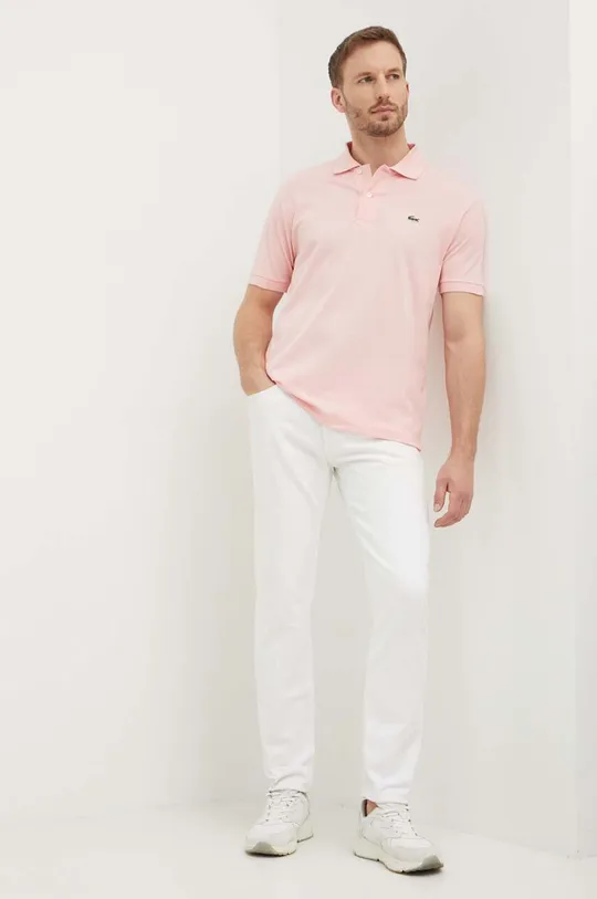 Lacoste cotton polo shirt pink