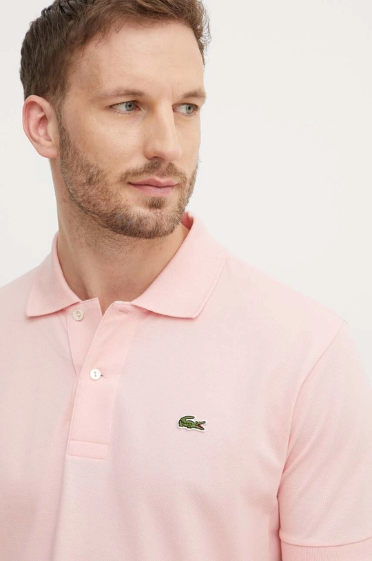 różowy Lacoste polo bawełniane