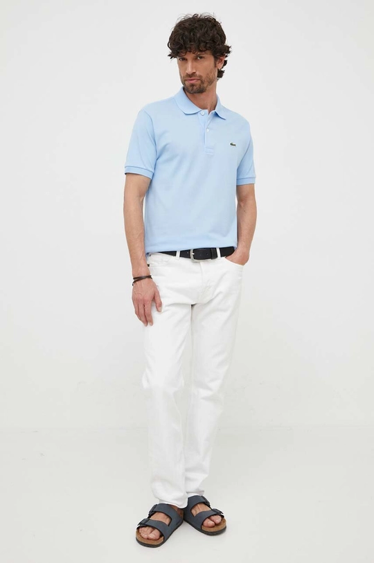 Lacoste polo de bumbac albastru