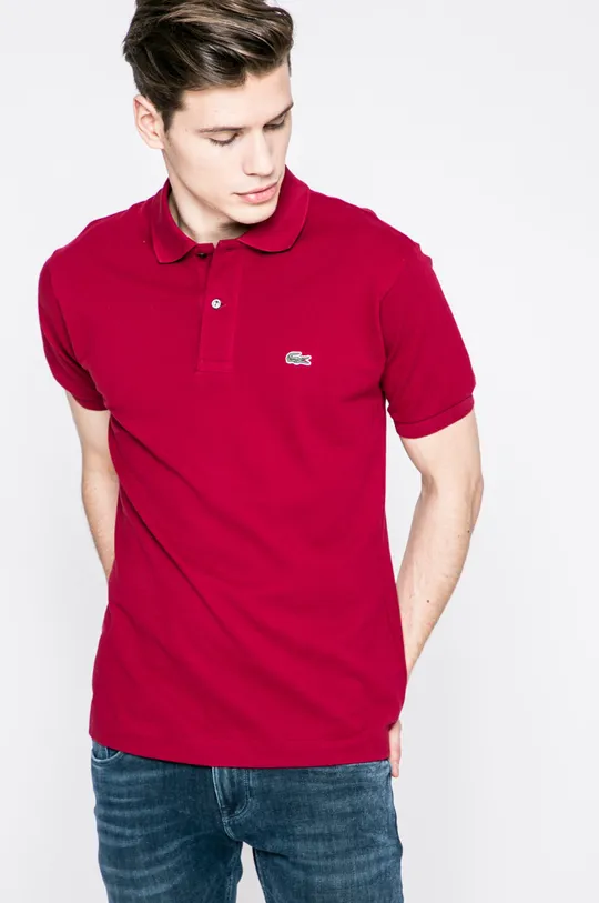 różowy Lacoste polo bawełniane Męski