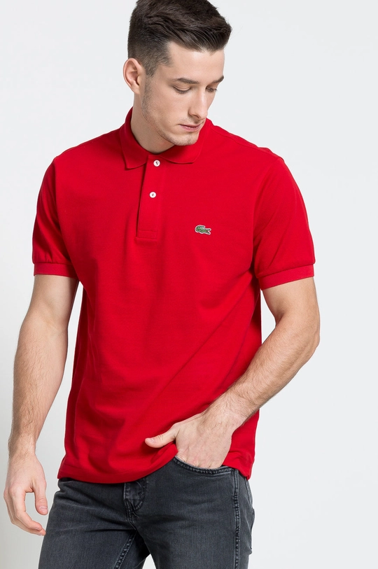 bordowy Lacoste polo bawełniane Męski