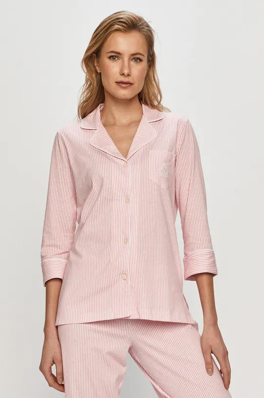 Bavlnené pyžamo Lauren Ralph Lauren ružová